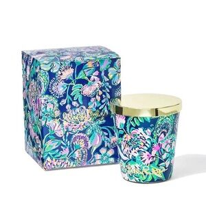 Lilly Pulitzer High Tide Floral Candle with Gold Lid